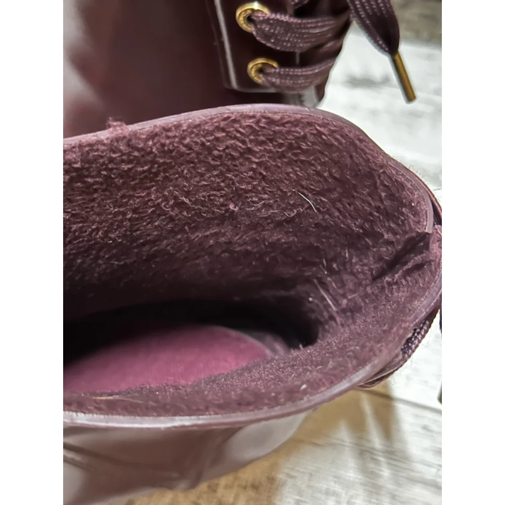 MICHAEL MICHAEL KORS Size 8 Larson Burgundy Back Tie Rainboots